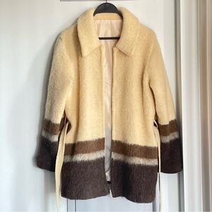 VTG Cream and Brown Striped Coat